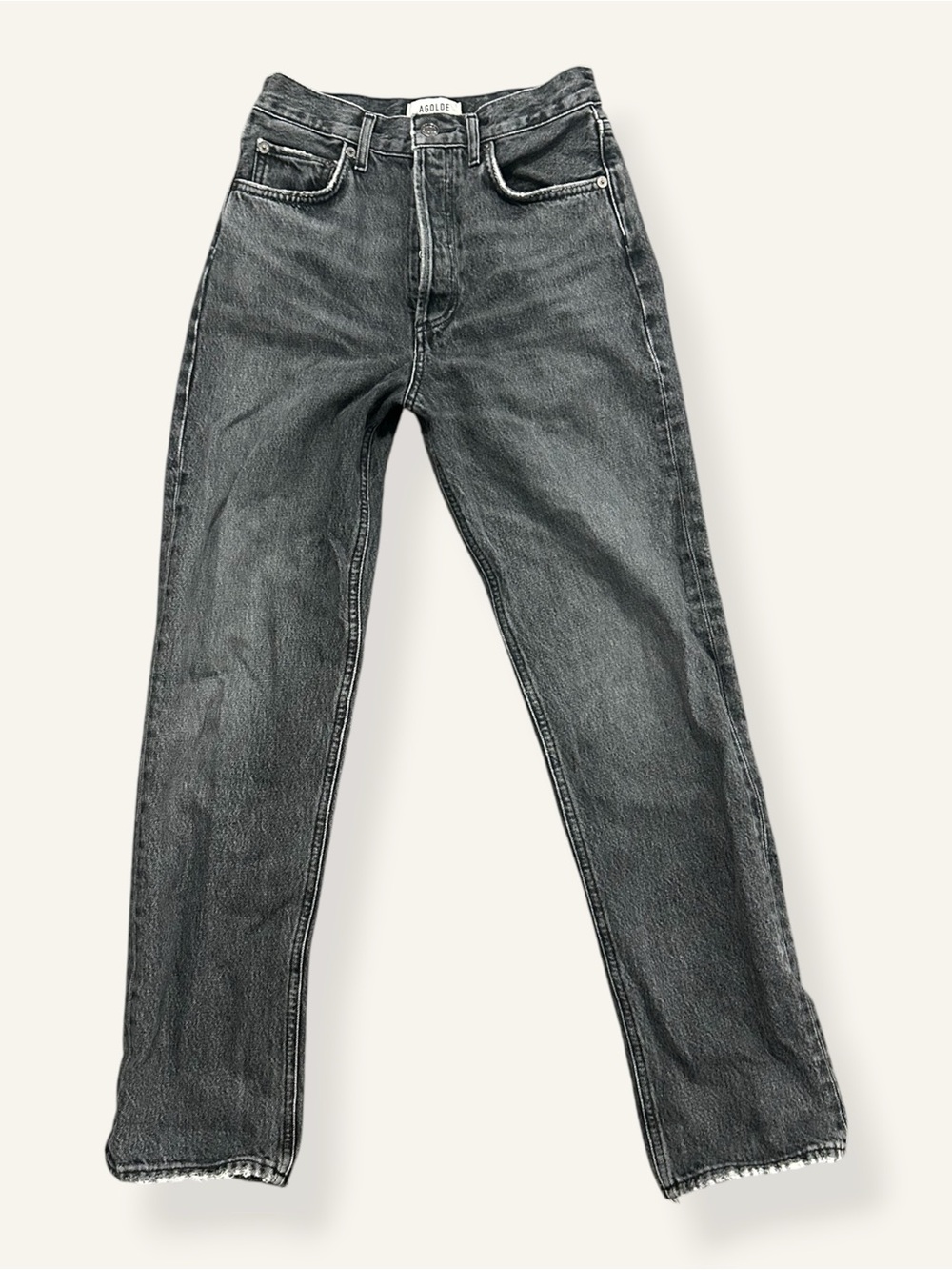 agolde 90s pinch waist black wash size 25 button fly 100% cotton